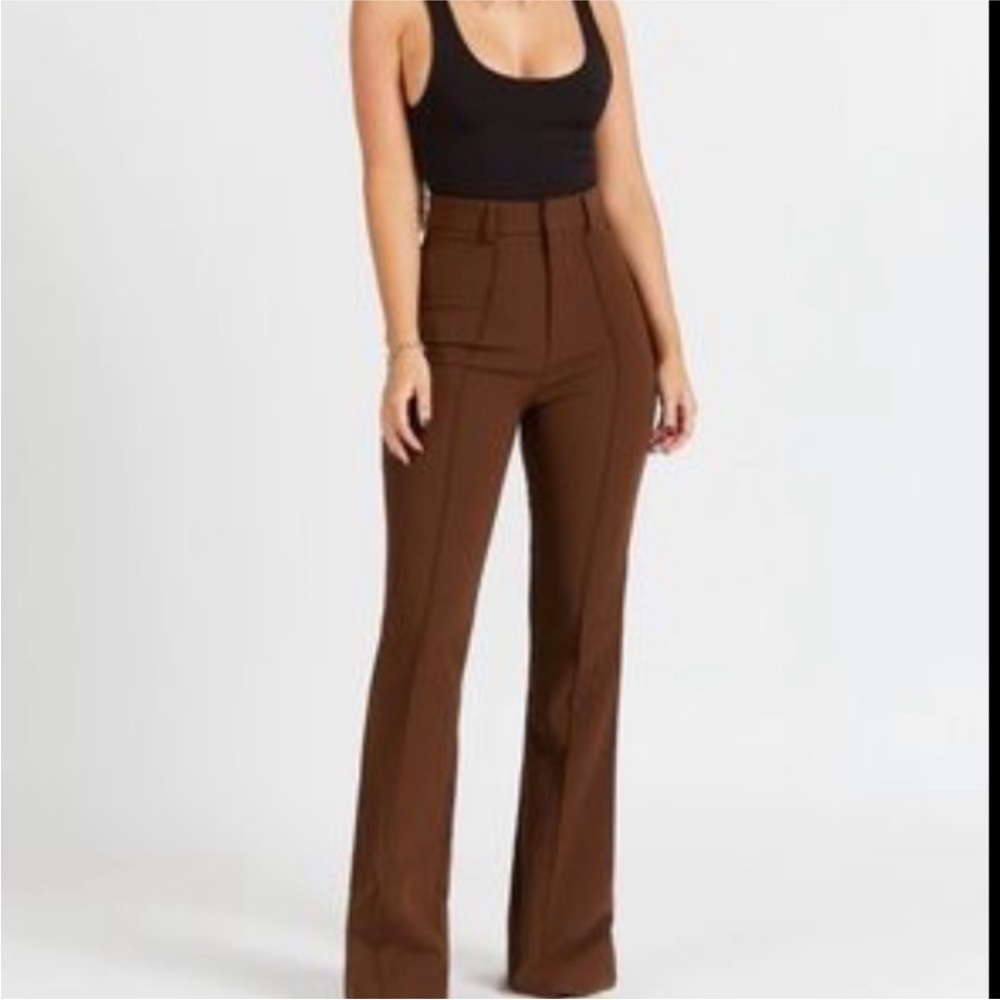 BOA wide leg suit trousers flare chocolate brown